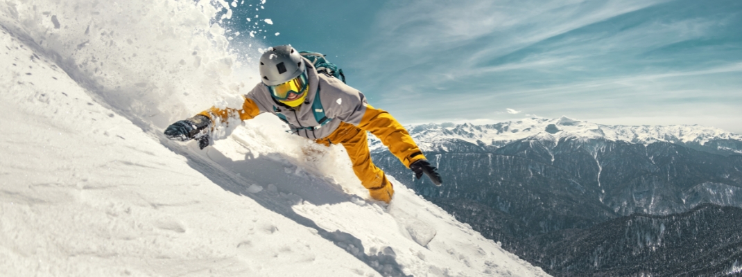 snowboarder rides at off-piste