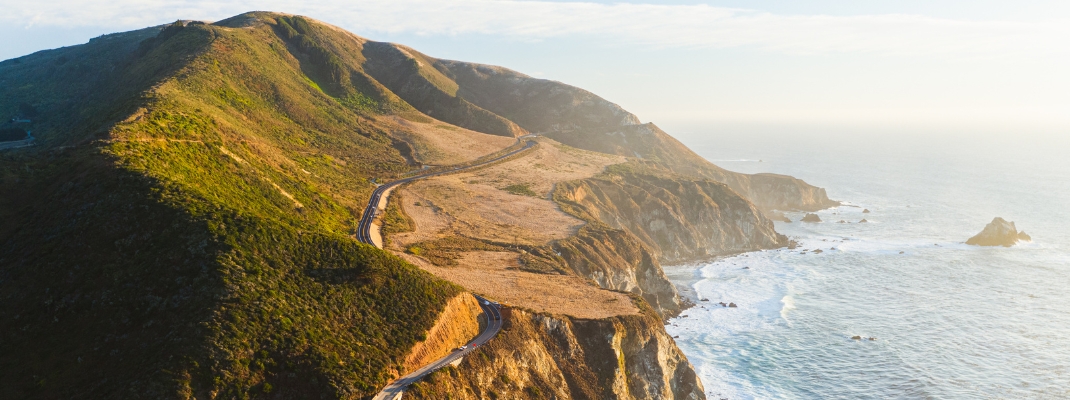 Aerial drone view of the Big Sur coastline