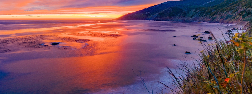 Pacific Coast Sunset at Kirk Creek in Big Sur, California, USA.
