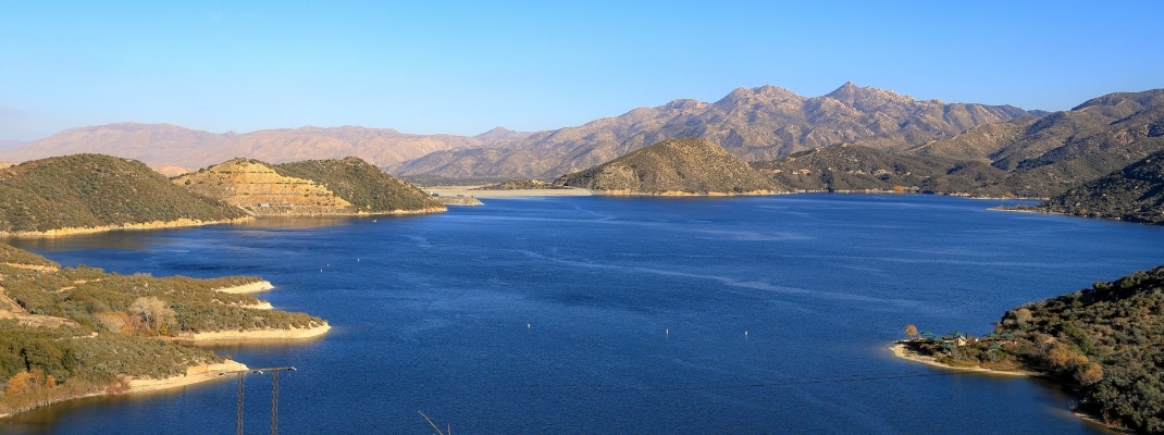Overview of Silverwood lake state recreational area in San Bernadino County, California
