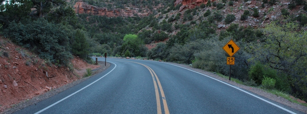Driving Down Zion Canyon Road in Zion National Park

