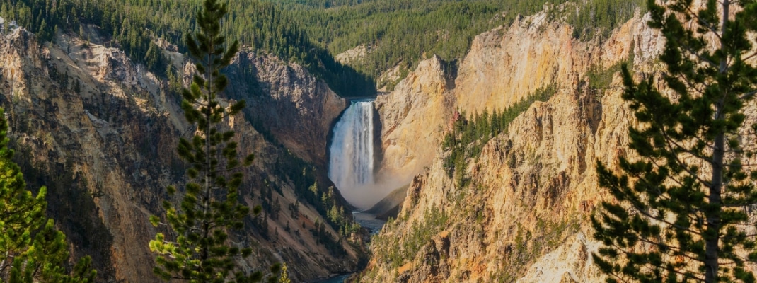 Canyon Village Lower Falls on the Yellowstone River at Artist point, Yellowstone National Park, Wyoming, USA 