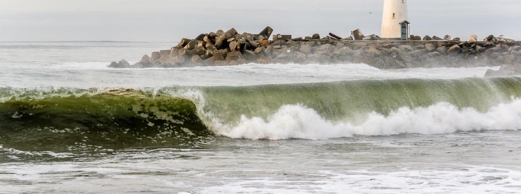 Wave crashing in Santa Cruz, California 