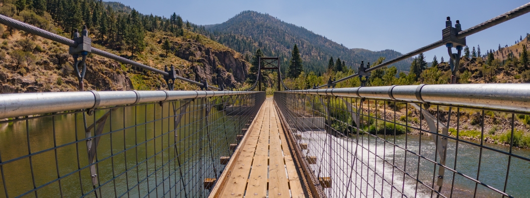 Walking bridge over Truckee river near california nevada border