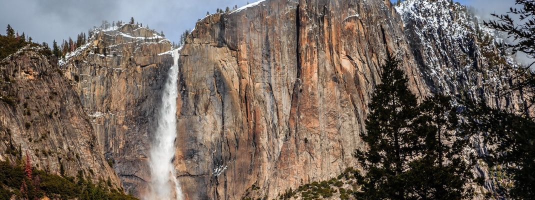 Snow & Rainbows on Yosemite Falls, Yosemite National Park, California