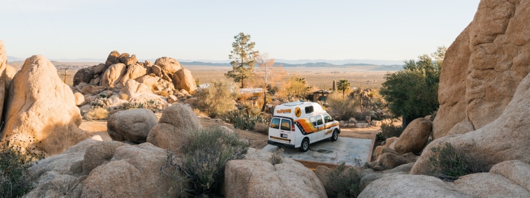 campervan parked in rv campsite