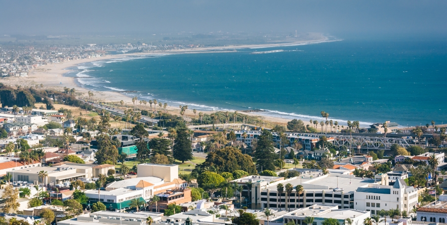 View of downtown Ventura and the Pacific Coast from Grant Park