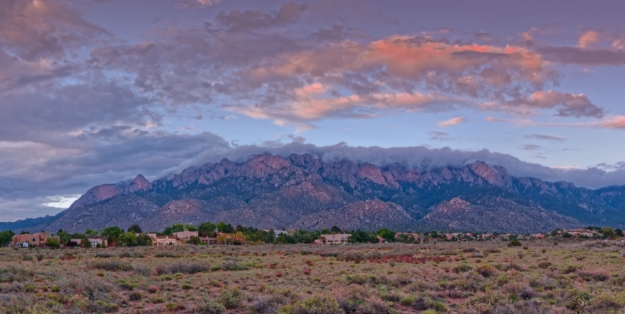 Golden Hour Panorama of Sandia Mountains - Albuquerque New Mexico Land of Enchantment