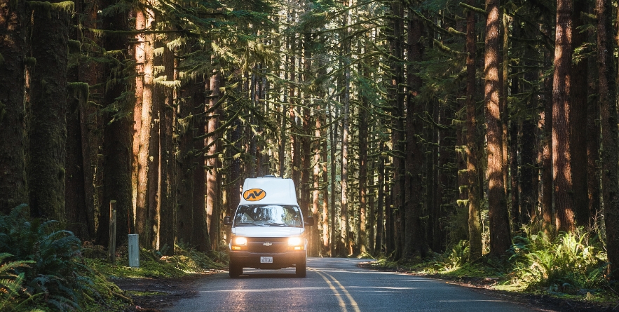 olympic national park, campervan on road