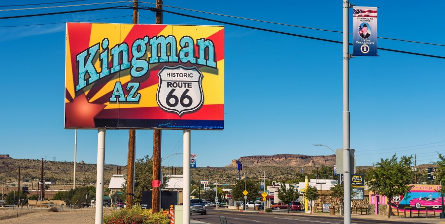 Welcome to Kingman street sign located on historic route 66