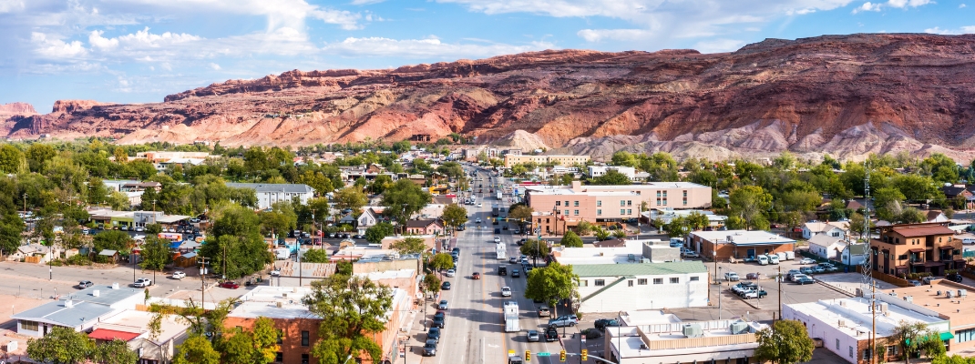 Aerial view of Moab, Utah