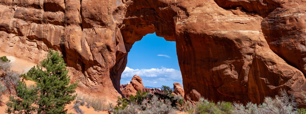 View from Devils Garden Hiking Trail in Arches National Park, Utah 