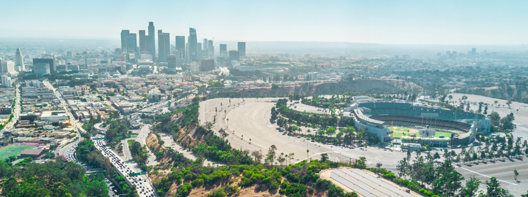 Los Angeles aerial with angel stadium