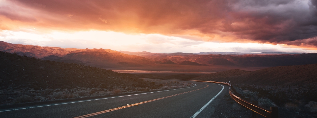 Open Road overlooking death valley national park in California